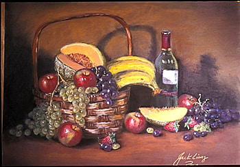 Fruit With Wine, cantalope, grapes, fruits, bananas, bottle, basket, apples, life, still, wine HD wallpaper