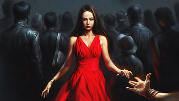 Follow Me Girl, artist, artwork, digital-art, artstation, red-dress HD wallpaper