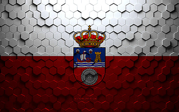 Flag of Cantabria, honeycomb art, Cantabria hexagons flag, Cantabria, 3d hexagons art, Cantabria flag HD wallpaper