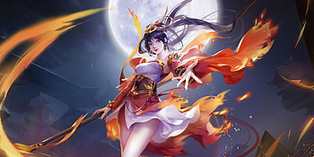 Fantasy girl, frumusete, moon, runze, fantasy, run ze, red, luna, girl HD wallpaper