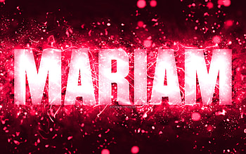 Happy Birtay Mariam, , pink neon lights, Mariam name, creative, Mariam Happy Birtay, Mariam Birtay, popular american female names, with Mariam name, Mariam HD wallpaper