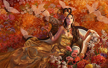 Fantasy Girl, girl, wall, art, exotic HD wallpaper
