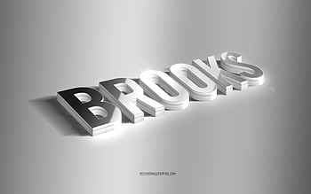 Brooks, silver 3d art, gray background, with names, Brooks name, Brooks greeting card, 3d art, with Brooks name HD wallpaper