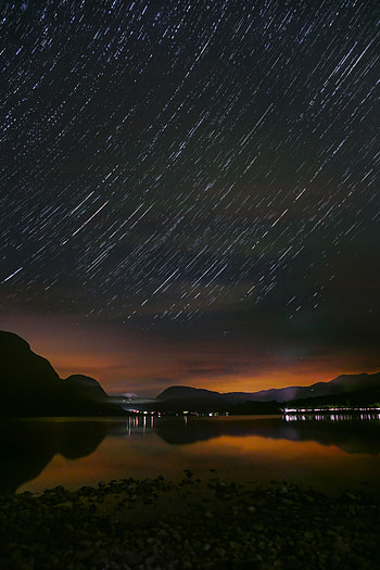 Starry night, Lake Bohinj, sky, Slovenia HD phone wallpaper
