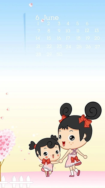 Cute Cartoon Girl, Sisters, pink garden, cartoon HD phone wallpaper