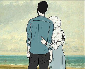 Muslim Couple Drawing, Muslim Couple Cartoon HD wallpaper
