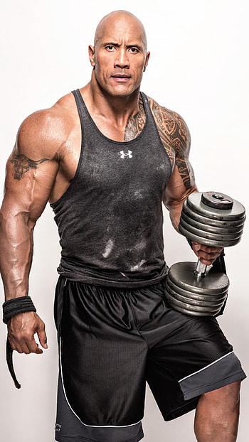 Dwayne Johnson fitness, Actor bodybuilder, Dumbbell workout, Fitness motivation HD phone wallpaper