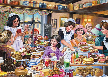 Ye Olde Tea Shoppe, artwork, shop, painting, bakery, women HD wallpaper