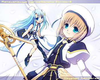 Hayate with Reinforce II, staff, anime, nanoha, hayate, reinforce ii HD wallpaper