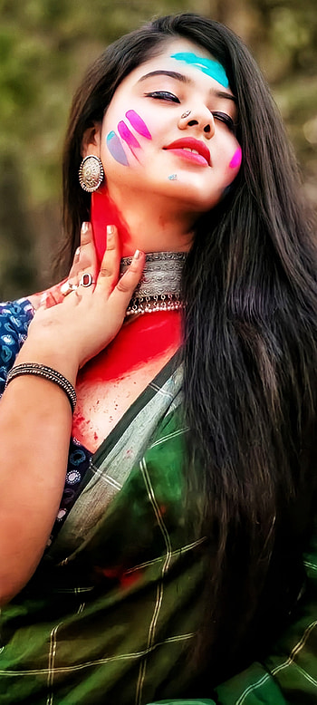 Beautiful girl, eye_liner, holi HD phone wallpaper
