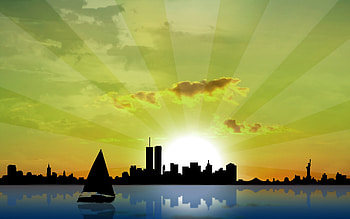 Art, Sun, City, Vector HD wallpaper