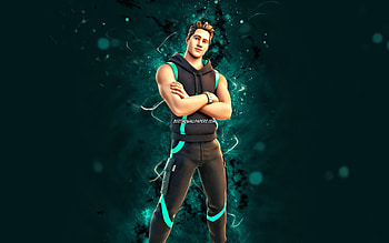 Hi-Hat, , turquoise neon lights, Fortnite Battle Royale, Fortnite characters, Hi-Hat Skin, Fortnite, Hi-Hat Fortnite HD wallpaper