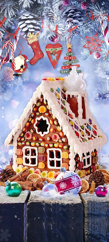 Christmas Sweets House, Festival, Snowing, Beautiful, cake decorating, Luxury, christmas decoration, Premium HD phone wallpaper