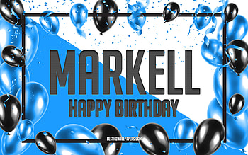 Happy Birtay Markell, Birtay Balloons Background, Markell, with names, Markell Happy Birtay, Blue Balloons Birtay Background, Markell Birtay HD wallpaper
