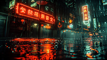 Neon Rain: A Stunning Japan Street, Japan, rain, neon, street HD wallpaper