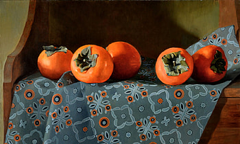 Persimmons, artwork, still life, wide screen, painting, art, fruit, beautiful HD wallpaper