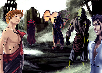 Badass badguys, madara, captain, bleach, akatsuki, hollow, hellsing, rinnegan, saiyan, pein, legendary super saiyan, tobi, vampire, alucard, sharingan, broly, uchiha madara, anime, aizen, yahiko, naruto, nagato, dragonball HD wallpaper