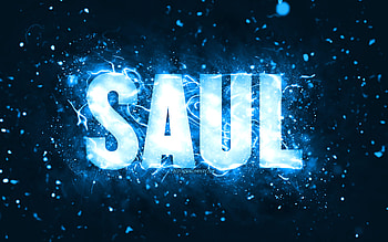 Happy Birtay Saul, , blue neon lights, Saul name, creative, Saul Happy Birtay, Saul Birtay, popular american male names, with Saul name, Saul HD wallpaper