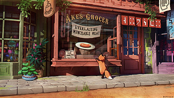 Artwork, dog, cafe, fantasy HD wallpaper