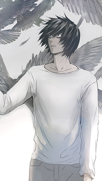L Lawliet, Anime, Black And White HD phone wallpaper