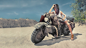 Girl On Desert Offroad Bike, girls, bikes, model, desert HD wallpaper