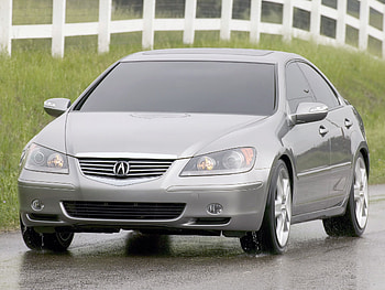 Auto, Grass, Acura, Cars, Front View, Fence, Concept, Style, Akura, 2004, Metallic Gray, Grey Metallic, Concept Car, Rl, Wet Asphalt HD wallpaper