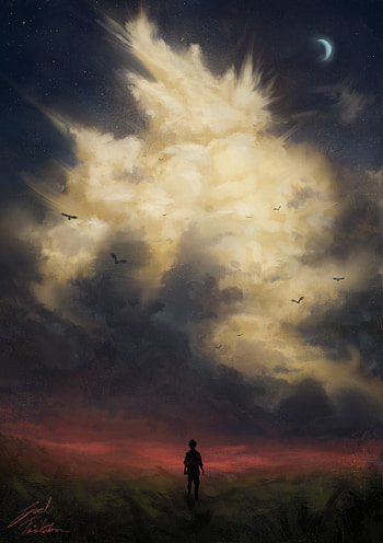 Birds, Sky, Art, Silhouette, Loneliness, Alone, Lonely HD phone wallpaper