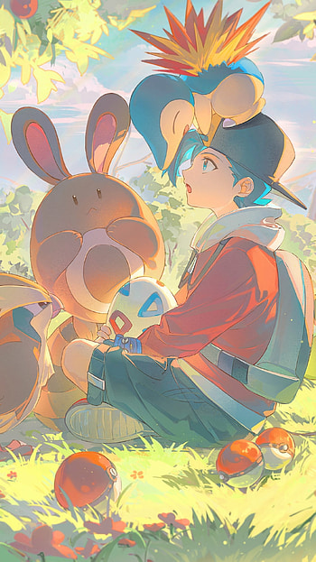 Ethan’s Pokémon Journey: Serene Moments in a Video Game World, video game, Pokemon HD phone wallpaper