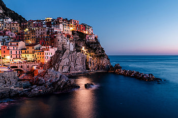 Nature, Sunset, Sea, Italy, City, Rock HD wallpaper