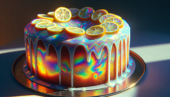 Holographic Lemon Drizzle Cake, lemon drizzle cake, cake, dessert, lemon, colorful HD wallpaper