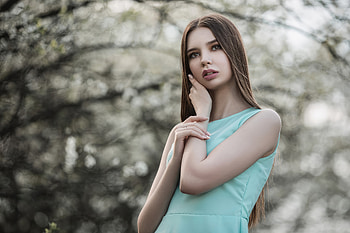 Long Hair Blue Dress Girl , girls, model HD wallpaper