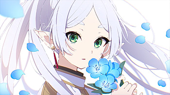 Frieren with blue Flowers, Frieren (Frieren: Beyond Journey's End), Anime, Frieren: Beyond Journey's End HD wallpaper