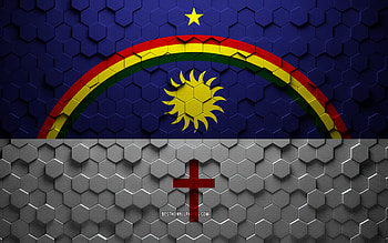 Flag of Pernambuco, honeycomb art, Pernambuco hexagons flag, Pernambuco, 3d hexagons art, Pernambuco flag HD wallpaper