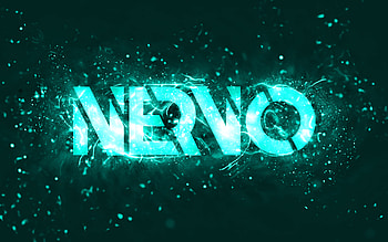Nervo turquoise logo, , Australian DJs, turquoise neon lights, Olivia Nervo, Miriam Nervo, turquoise abstract background, Nick van de Wall, Nervo logo, music stars, Nervo HD wallpaper