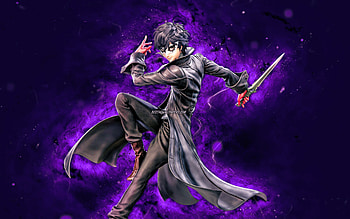 Joker, , violet neon lights, protagonist, Persona 5, manga, creative, Ren Amamiya, Persona 5 characters, Joker Persona 5 HD wallpaper