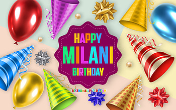 Happy Birtay Milani, , Birtay Balloon Background, Milani, creative art, Happy Milani birtay, silk bows, Milani Birtay, Birtay Party Background HD wallpaper