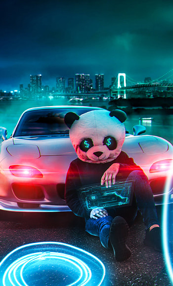 Panda with money, , Playful character, Whimsical visuals HD phone wallpaper