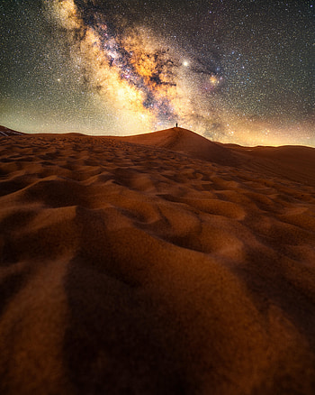 Night, Sand, Desert, Silhouette, Miscellanea, Miscellaneous, Starry Sky, Loneliness HD phone wallpaper