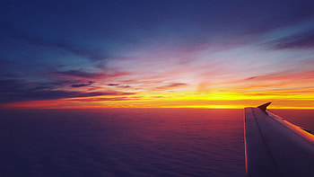 Airplane Dawn Dusk Flight Sunrise Sky, airplane, dusk, sunrise, sky, flight HD wallpaper