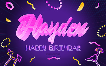 Happy Birtay Hayden, , Purple Party Background, Hayden, creative art, Happy Hayden birtay, Hayden name, Hayden Birtay, Birtay Party Background HD wallpaper
