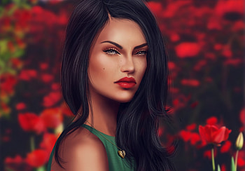 ♡, Flowers, Face, Brunette, Girl HD wallpaper