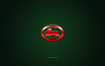 South Sydney Rabbitohs, Australian rugby club, NRL, red logo, green carbon fiber background, National Rugby League, rugby, Sydney, Australia, South Sydney Rabbitohs logo HD wallpaper