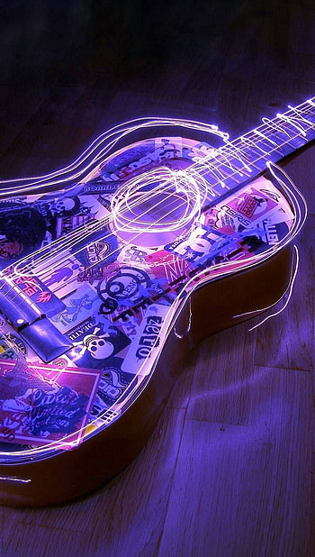 Neon guitar by 1M9J9S3 - d8 now. Browse millions of popular blue Wallpap. Purple aesthetic, Dark purple aesthetic, Purple vibe, Cool Guitar HD phone wallpaper