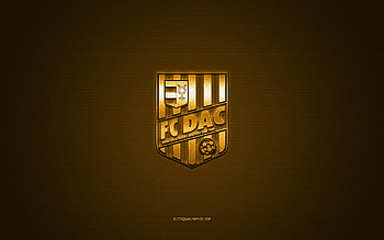 FC DAC 1904, Slovak football club, yellow logo, yellow carbon fiber background, Fortuna Liga, football, Dunajska Streda, Slovakia, FC DAC 1904 logo HD wallpaper