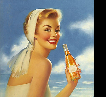 Have a drink!, blue, sea, juice, girl, beautiful, people, orange, woman, retro, happy, water, drink HD wallpaper