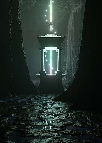 Dark, Forest, 3D, Construction, Ray, Portal HD phone wallpaper