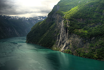 Seven Sisters Waterfall Geirangerfjord, waterfall, nature HD wallpaper