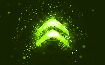 Citroen lime logo, , lime neon lights, creative, lime abstract background, Citroen logo, cars brands, Citroen HD wallpaper