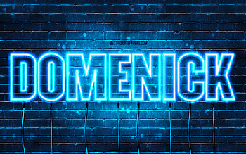 Domenick, , with names, Domenick name, blue neon lights, Domenick Birtay, Happy Birtay Domenick, popular italian male names, with Domenick name HD wallpaper