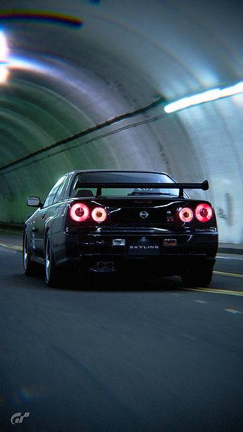 Nissan GTR, cars, R34, jdm, japanese, lofi, car, black, abstract, godzilla HD phone wallpaper